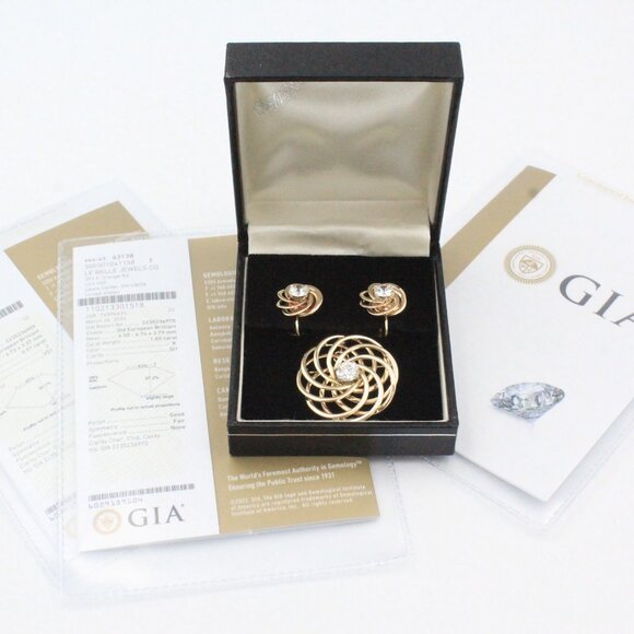 F & F Felger For Tiffany & Co 14K Gold 3.36 Carats Diamond VS1 S1 Jewelry Suite - Picture 2 of 16